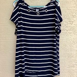 Olivia Blu Plus Size Navy embellish Cold shoulder